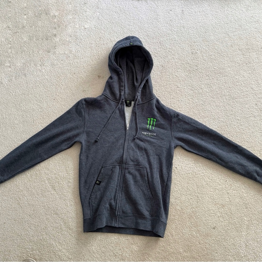 Monster Energy Gray Zip-Up Hoodie